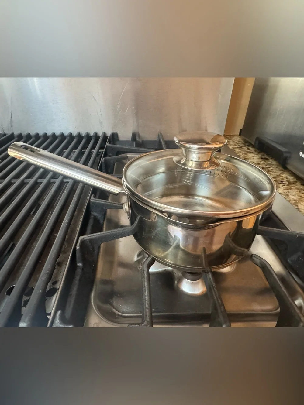 Wolfgang Puck Bistro Collection Stainless Steel (18-10) 1Qt Saucepan Glass Lid